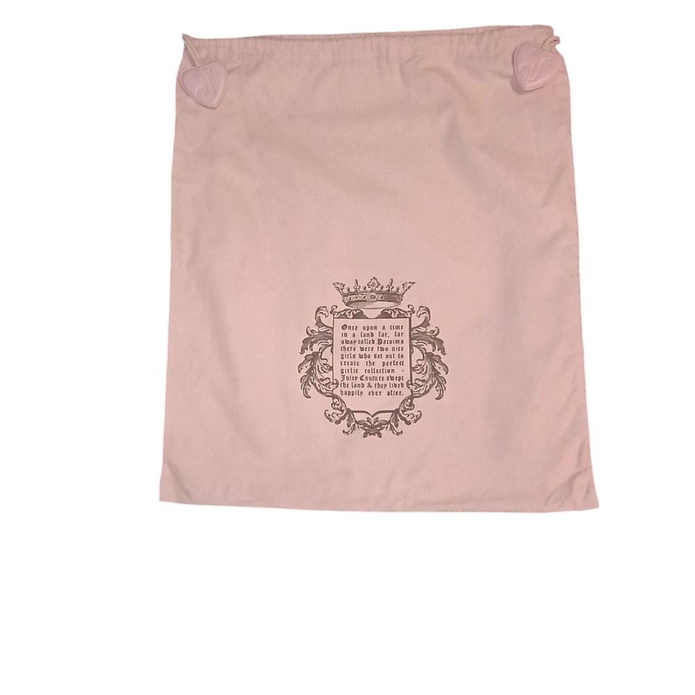 Juicy Pink Drawstring Dust Bag with Black Print Heart Tag Drawstring Dust Cover